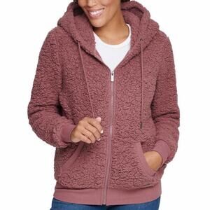 Marc New York Teddy Fleece hooded jacket mauve small